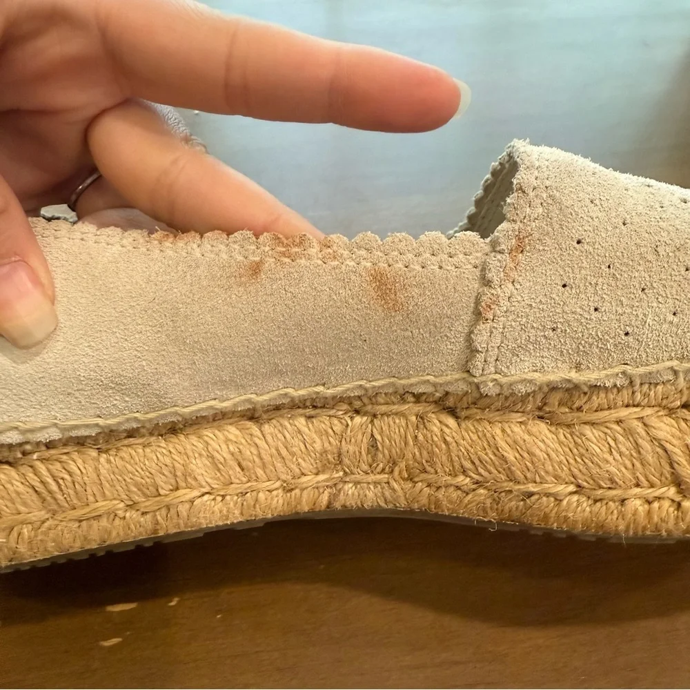 Ugg Heidi Perforated Suede Espadrille Loafers Beige Cream Womens Size 7.5